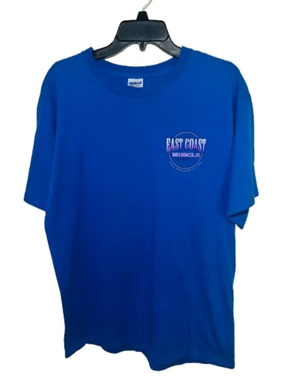 Mens Large crewneck t-shirt featuring an "East Coast Muscle" Graphic